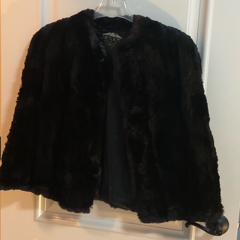 Vintage 1940’s Black Sheared Mink? Fur Cape Jacket